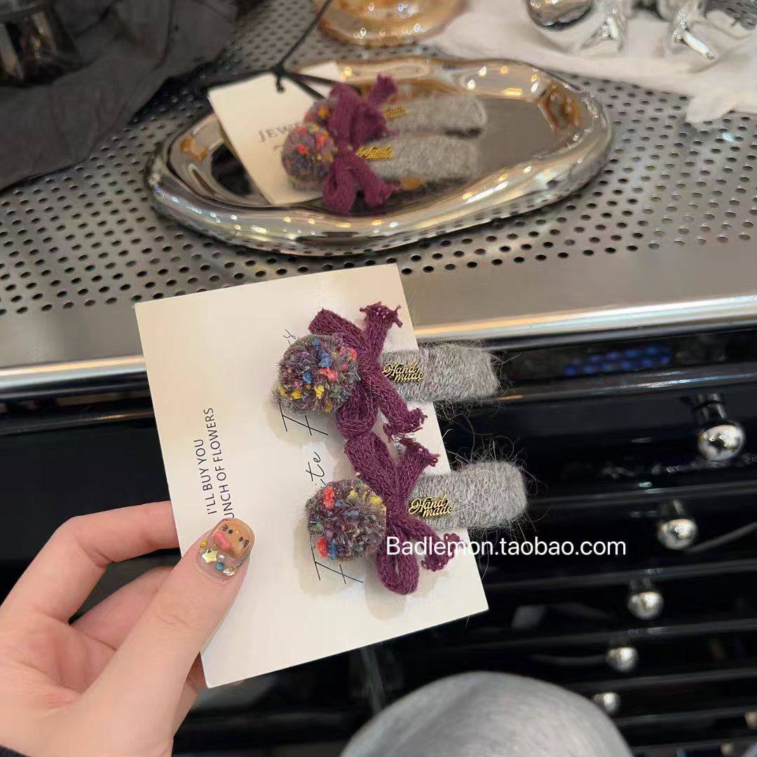 韩系ins东大门高端蝴蝶结碎发夹 甜美毛球对夹前额刘海夹侧边夹,淘宝优惠券,粉丝福利购,淘宝优惠卷