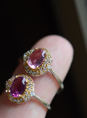 s925纯银天然萤石水晶戒指