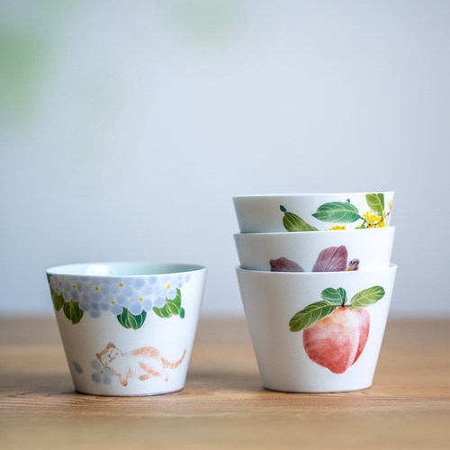 山水间茶花桂花釉下彩手绘餐具套装景德镇陶瓷碗圆盘子家用中式碗 - 图0