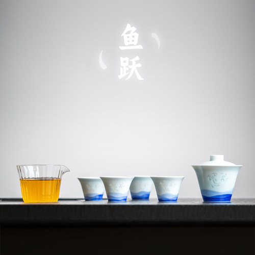 山水间远山茶具套装景德镇釉下彩手绘陶瓷功夫茶具高颜值简约茶器 - 图3