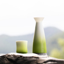 Landscape Meso Green Bamboo Wine Suit Gift Handmade Ceramic High Face Value Ceramic Wine Jug Clear Wine Chinese Wine Glass