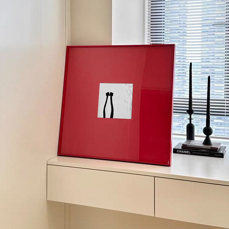 红色铝合金画框卡纸装裱装饰红色相框空框简约窄边金属框画框定制,淘宝优惠券,粉丝福利购,淘宝优惠卷