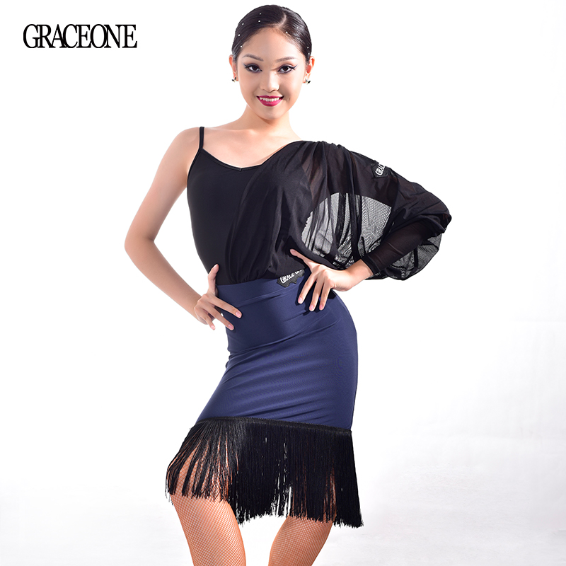 GRACEONE拉丁舞服女夏季新款吊带上衣专业国标舞蹈练功服套装儿童 - 图1