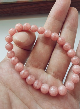 天然红纹石7mm手链女款单圈水晶手串时尚饰品优质款