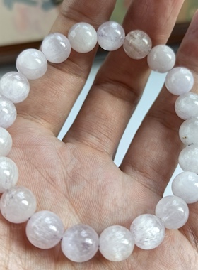 天然水晶拉丝带猫眼紫锂辉手链手串圆珠9.5mm