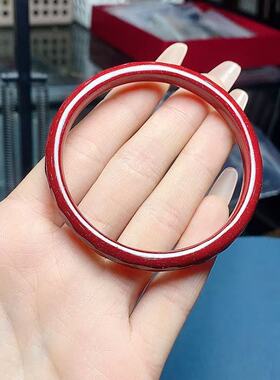 (AAA)朱砂紫金砂带星光点切面菱形宽条手镯叠戴54—64圈口镯子