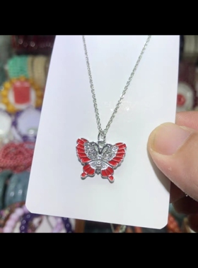 欧美复古多色蝴蝶合金项链莫桑钻气质女士锁骨项链(宽2cm左右)