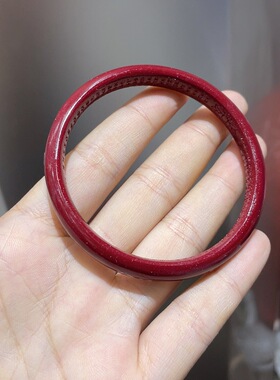 (AAA)朱砂紫金砂彩绘荷花手镯首饰精致小众手镯宽条内刻心经54-62