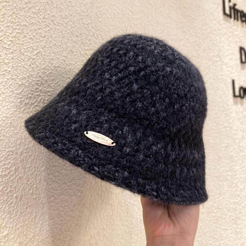 小香风格针织渔夫帽女秋冬韩版百搭显脸小水桶帽时尚开叉毛线盆帽,淘宝优惠券,粉丝福利购,淘宝优惠卷