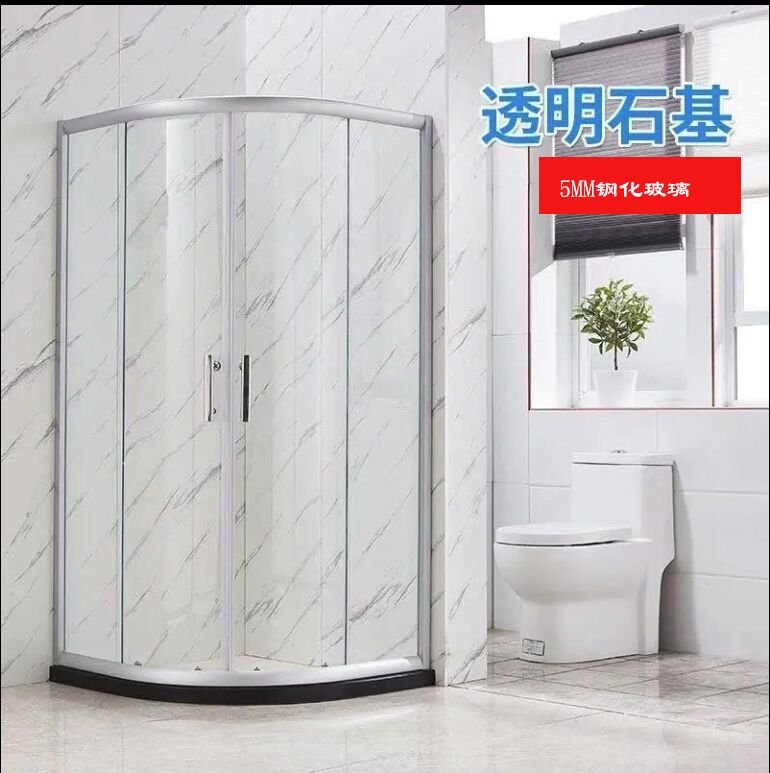 特价弧扇形横条卫浴玻璃简易淋浴房砂银隔断浴室房沐浴磨砂不包邮 - 图2