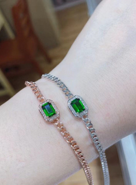 天然透辉石手链925纯银