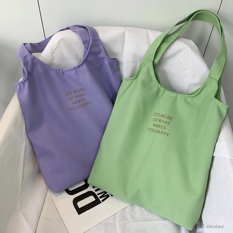 ins小清新文艺仙女字母帆布包包女夏季新款大容量慵懒风手提布袋,淘宝优惠券,粉丝福利购,淘宝优惠卷
