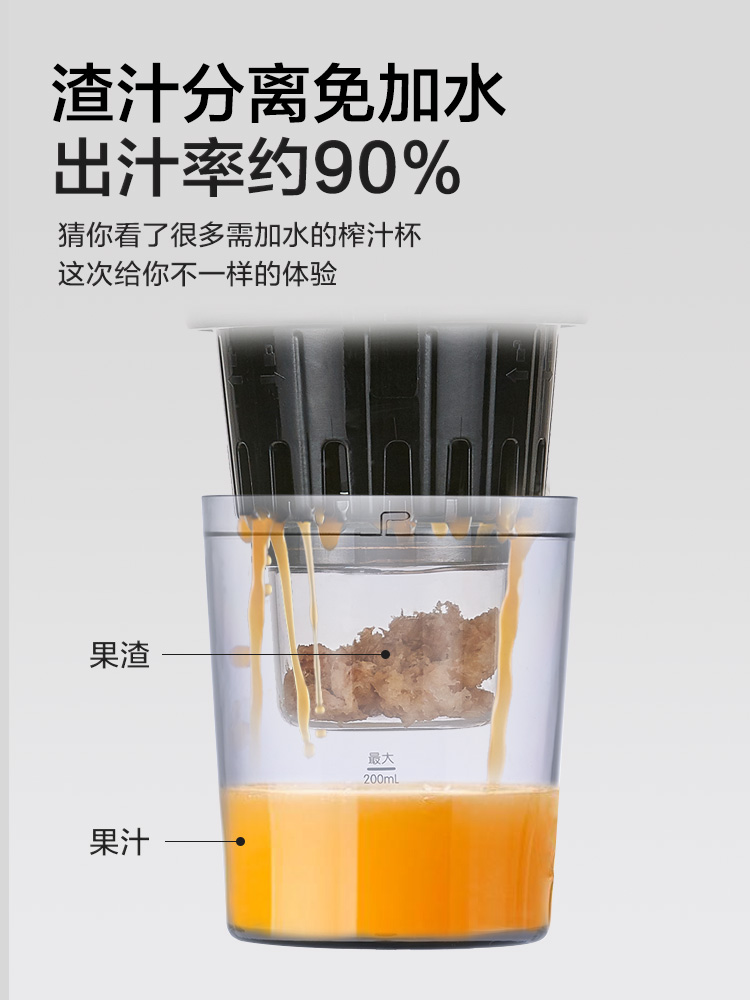 九阳小阳专卖店九阳榨汁机便携式家用渣汁分离果汁机榨汁杯小型原汁机迷你果汁杯3