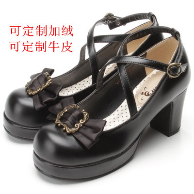 現貨日系軟妹lo鞋高跟蝴蝶結Lolita洛麗塔公主森女洋裝鞋子 大碼