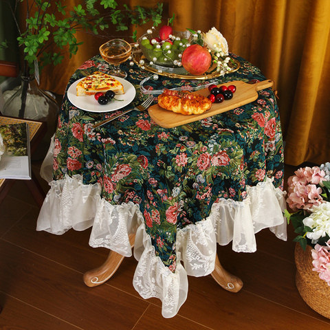 美式餐桌布高级感复古风蔷薇花长方圆形客厅茶几多用防尘盖巾罩,淘宝优惠券,粉丝福利购,淘宝优惠卷