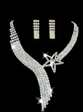 女新娘水钻项链耳环结婚礼服配饰