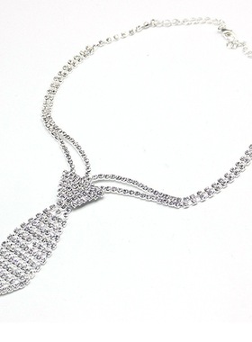 欧美闪亮水钻项链立方合金宝石女