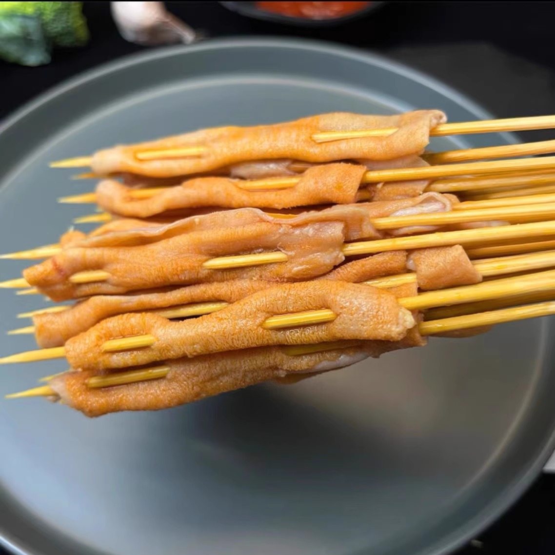 铁板鸭肠串商用包邮秘制夺命小串涮煮烧烤油炸鸭肠小把串冷冻食材 - 图3