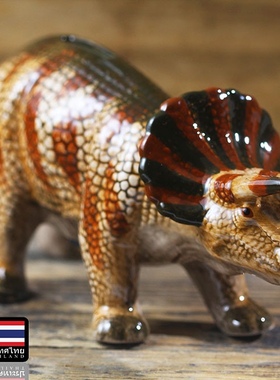 泰国手工新居手绘动物存雷龙迷惑三角霸王龙储蓄罐家居摆件礼钱罐