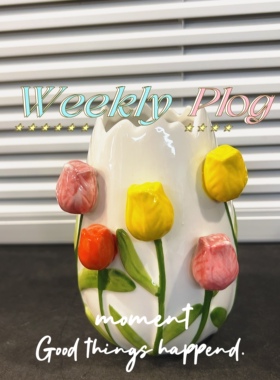 外贸孤品手绘花朵陶瓷花瓶摆件