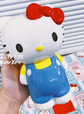 外贸尾货 HELLO KITTY 立体背带裤凯蒂猫 KT陶瓷摆件 插花花瓶