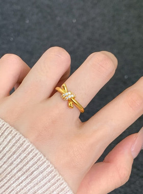 黄金绳结戒指女2026新款999足金小众戒指生日礼物送女朋友送老婆
