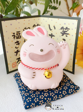 现货日本进口陶制招财纳福猫摆件