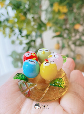 现货日本进口玻璃可爱风夜莺摆件