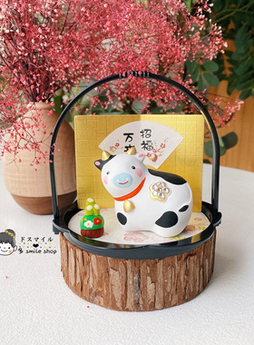 招福纳财提篮牛礼物摆件