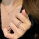 Super white ruby full diamond ring golden wide row ring