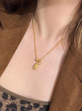 新款时髦拉丝金葫芦转运福禄项链