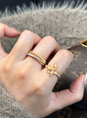 意大利工艺拉丝叠戴排钻戒指