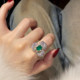 Luxurious super sparkling emerald large flower ring for women