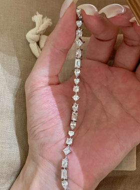超闪仿真钻石多切割拼接钻石手链