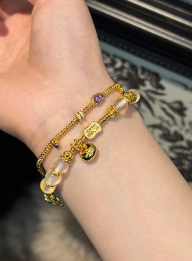 国风水沫玉手串福袋盘缠黄金手链