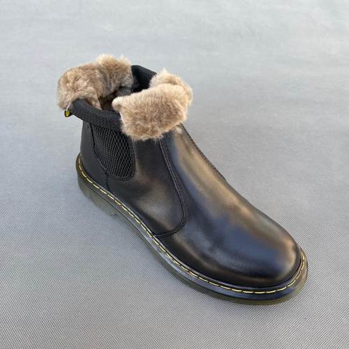D家鞋库 好货！上等牛皮套筒女短靴 皮毛一体保暖切尔西靴 8068 - 图2