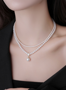 新款精致双层珍珠项链