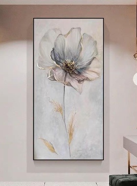 手绘油画花卉玄关画轻奢现代高档北欧风挂画走廊过道正对门装饰画