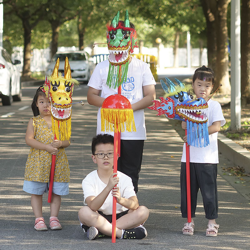 儿童传统舞龙舞狮道具整套舞台表演幼儿园小学生舞龙龙头龙灯 - 图2