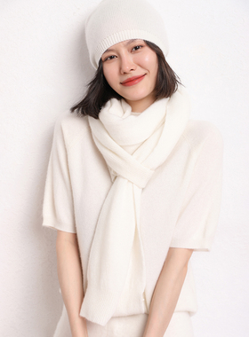 山羊绒羊毛针织保暖围巾披肩女