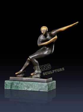 鸿鑫雕塑铜抽象人物速滑运动摆件