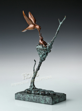 鸿鑫铜雕塑工艺品斑斓彩动物摆件