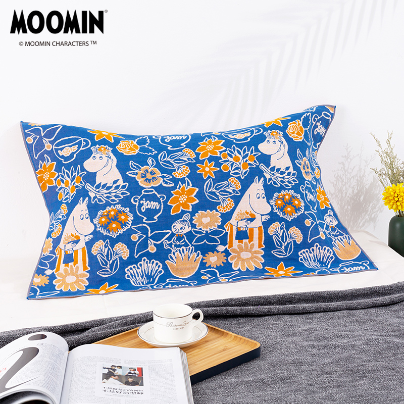 夕才儿美术馆MOOMIN姆明纯棉枕巾纱布毛圈成人单双人情侣款一枚装 - 图2