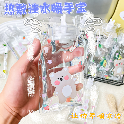 热水袋注水暖肚子暖水袋暖手宝女学生敷肚子可爱毛绒热敷硅胶小号 - 图0