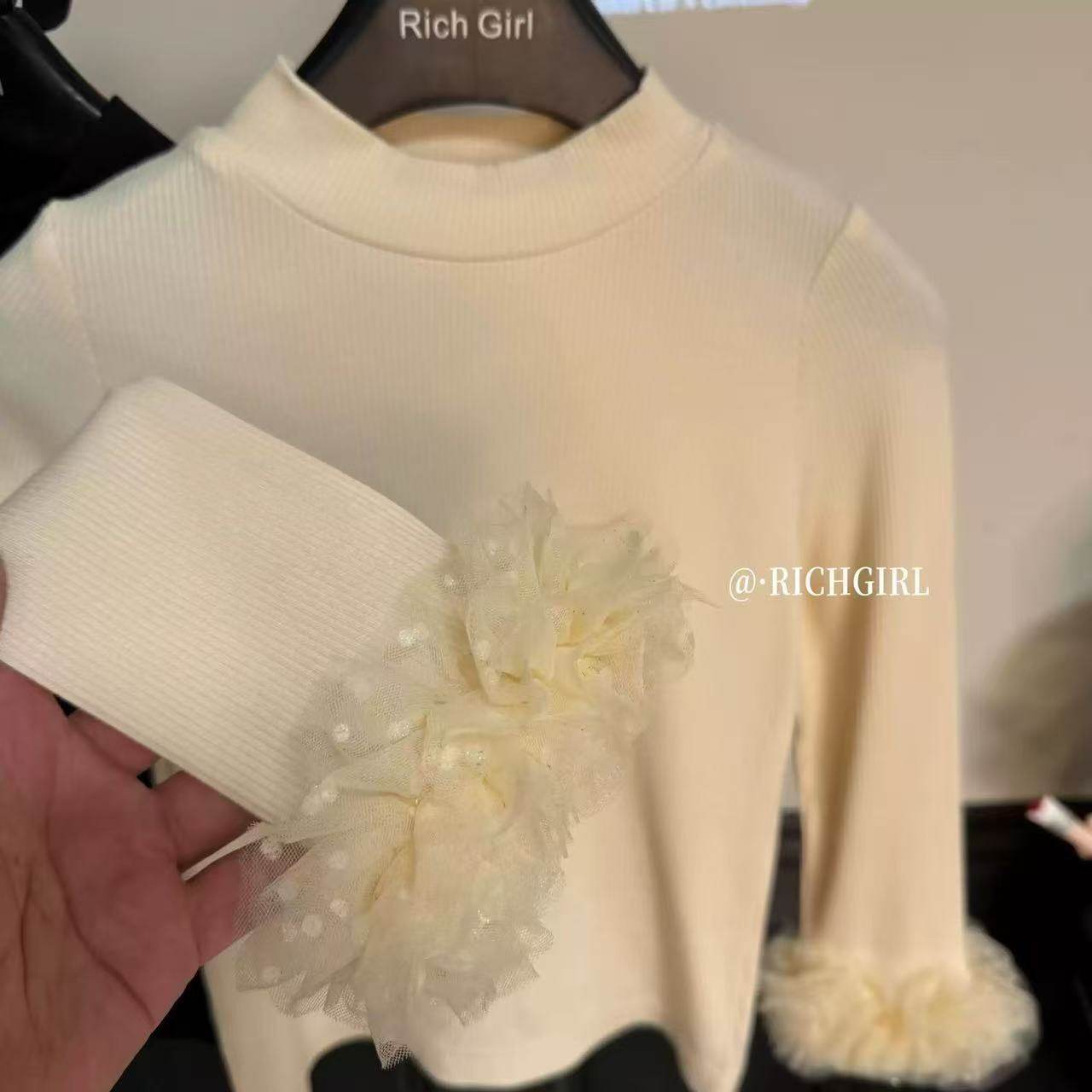 女童长袖T恤打底衣蕾丝花边打底衫2025洋气秋冬百搭时髦加绒上衣,淘宝优惠券,粉丝福利购,淘宝优惠卷