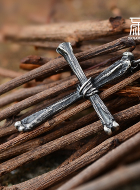 项链925纯银情侣手工十字架欧美