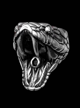 925银蛇戒指手工男士时尚银戒指逼真蛇饰品礼品通勤订做男士高贵