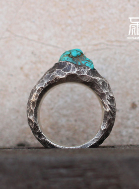 绿松石戒指环镶嵌手工925纯银