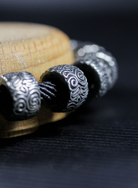 祥云纹天珠手链手串手环转运珠霸气冷淡实心新款佛珠六字真言饰品