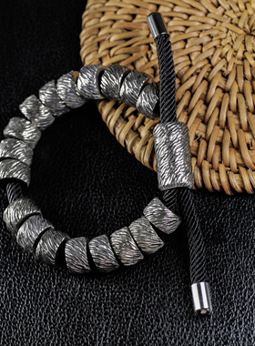 黑绳经典手环手链仿古手镯高桥合金潮流时尚黄铜白铜男天珠手串